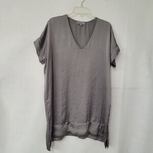 tutu&lilli Gray Polyester Wimberly Tunic Dress V Neck Short Sleeve Relaxed Fit S